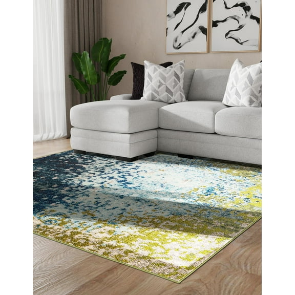 Unique Loom Estrella Collection Area Rug - Vella (4' Square Blue/Gray)