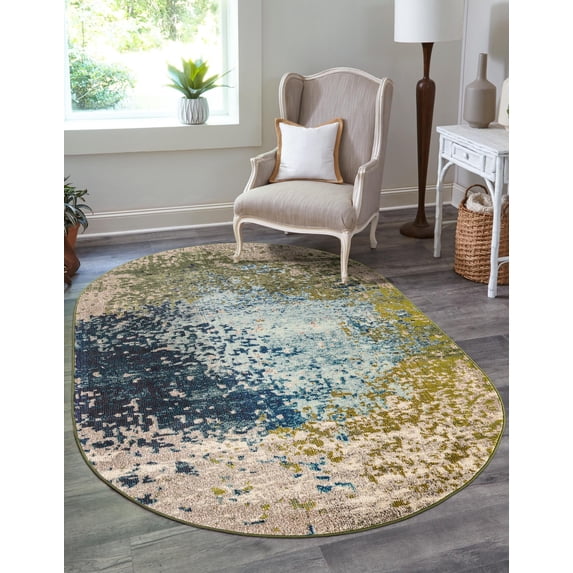 Unique Loom Estrella Collection Area Rug - Vella (7' 11" x 10' Oval Blue/Gray)
