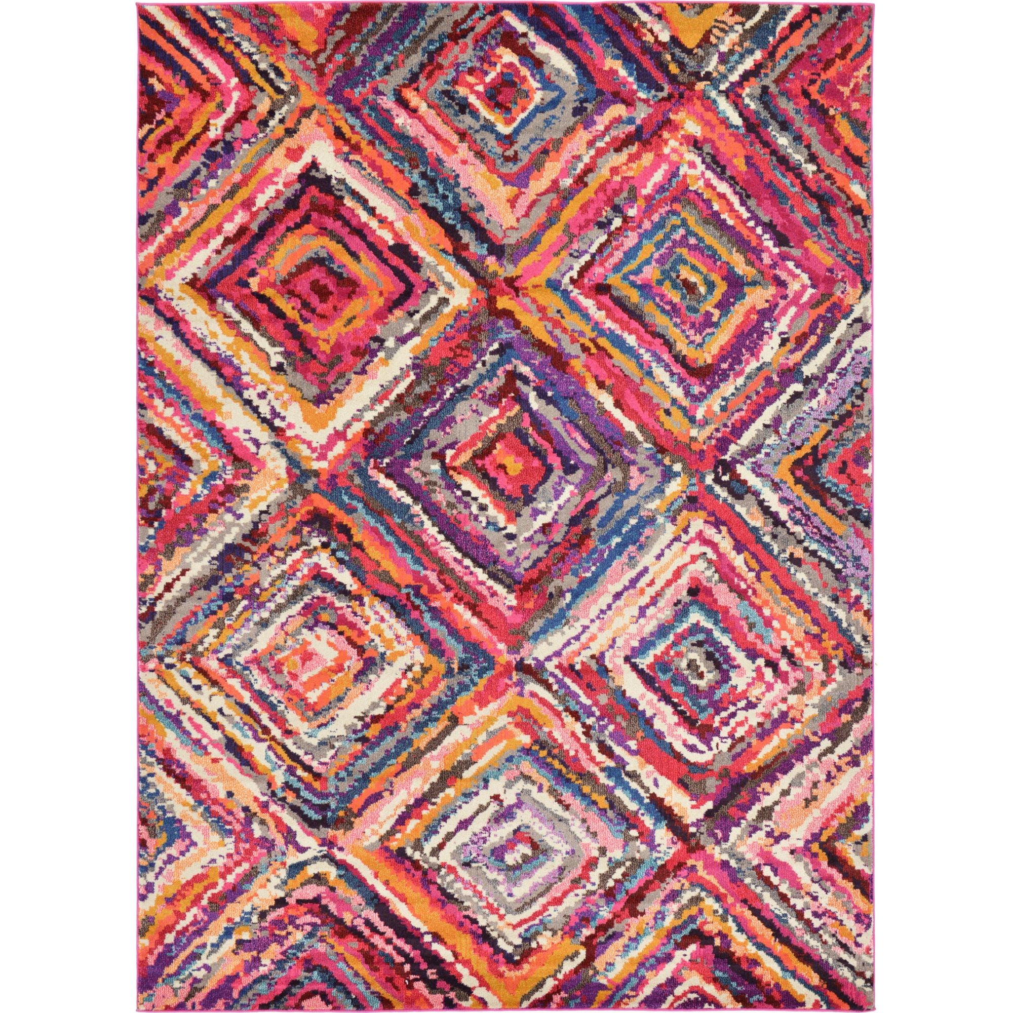 Unique Loom Estrella Geometric Modern Area Rugs, Pink