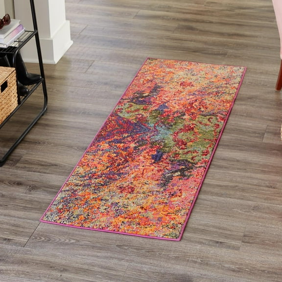 Unique Loom Haerfest Collection Area Rug - Ethiopia (2' x 6' Runner Multi/Red)