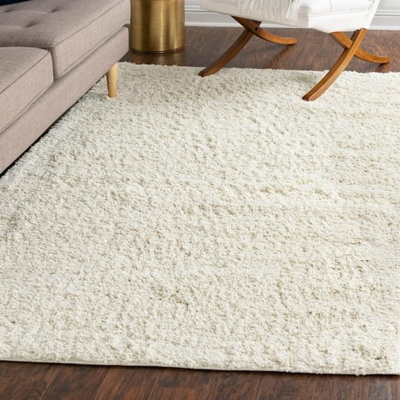 Unique Loom Everyday Shag Collection Area Rug - Solid (10' x 13' 11" Rectangle Ivory)