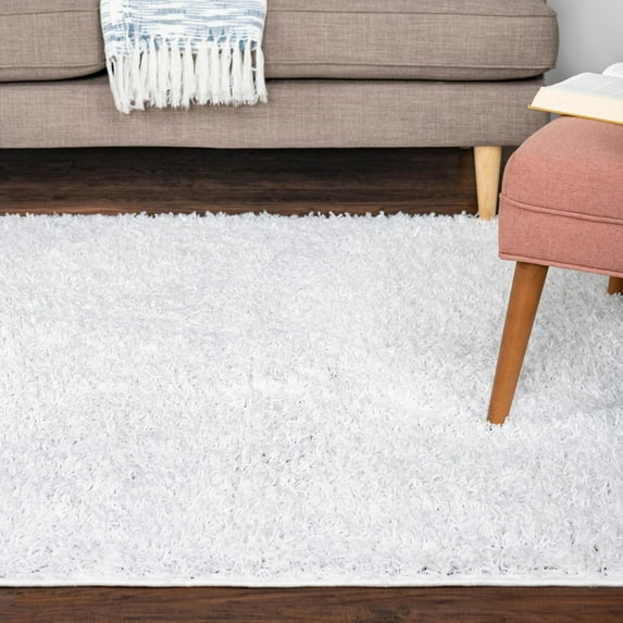 Unique Loom Everyday Shag Collection Area Rug - Solid (10' x 13' 11" Rectangle Snow White)