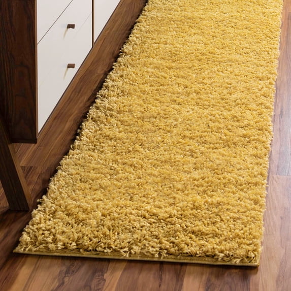 Unique Loom Everyday Shag Collection Area Rug - Solid (2' 6" x 10' Runner Yellow)