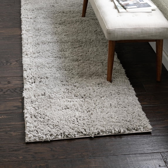 Unique Loom Everyday Shag Collection Area Rug - Solid (2' 6" x 13' Runner Light Gray)