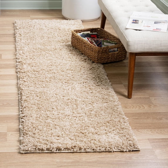 Unique Loom Everyday Shag Collection Area Rug - Solid (2' 6" x 13' Runner Taupe)