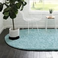 thumbnail image 1 of Unique Loom Everyday Shag Collection Area Rug - Solid (3' 3" x 5' 3" Oval Turquoise), 1 of 5