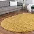 thumbnail image 1 of Unique Loom Everyday Shag Collection Area Rug - Solid (3' 3" x 5' 3" Oval Yellow), 1 of 6
