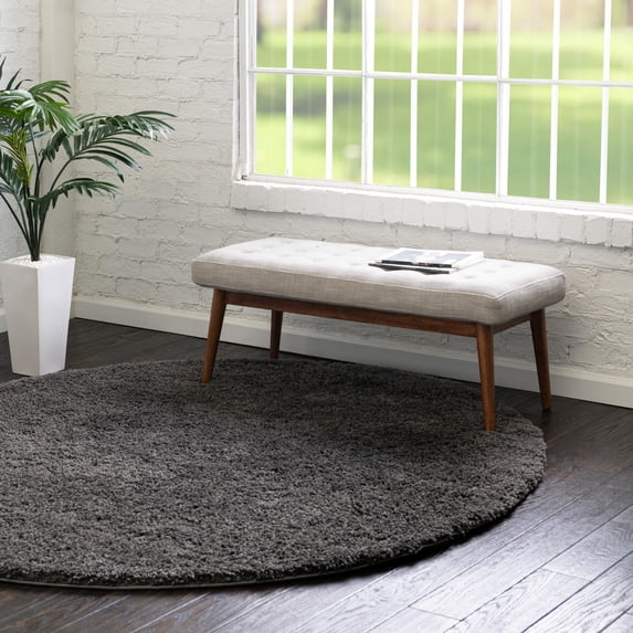 Unique Loom Everyday Shag Collection Area Rug - Solid (4' Round Dark Gray)