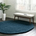 thumbnail image 1 of Unique Loom Everyday Shag Collection Area Rug - Solid (5' Round Navy Blue), 1 of 6