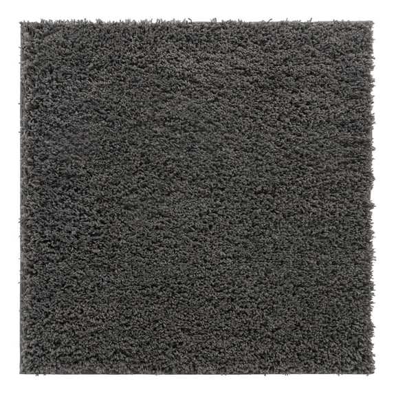 Unique Loom Everyday Shag Collection Area Rug - Solid (5' Square Dark Gray)