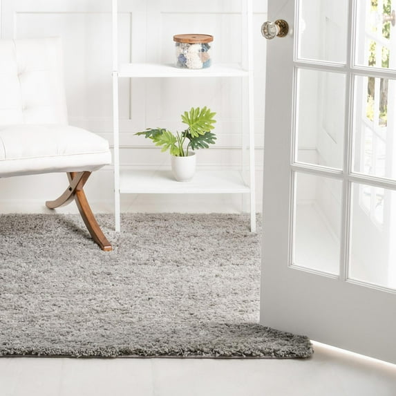 Unique Loom Everyday Shag Collection Area Rug - Solid (5' Square Light Gray)