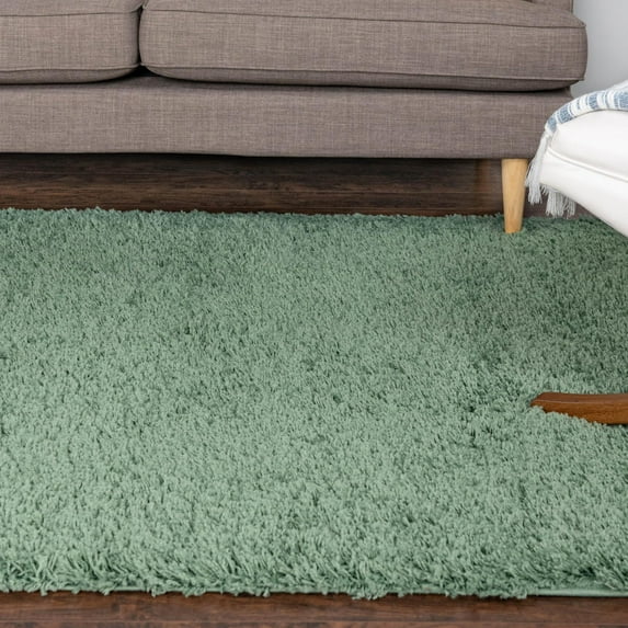 Unique Loom Everyday Shag Collection Area Rug - Solid (6' x 9' Rectangle Green)