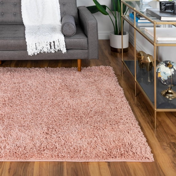 Unique Loom Everyday Shag Collection Area Rug - Solid (8' x 11' Rectangle Rose Pink)