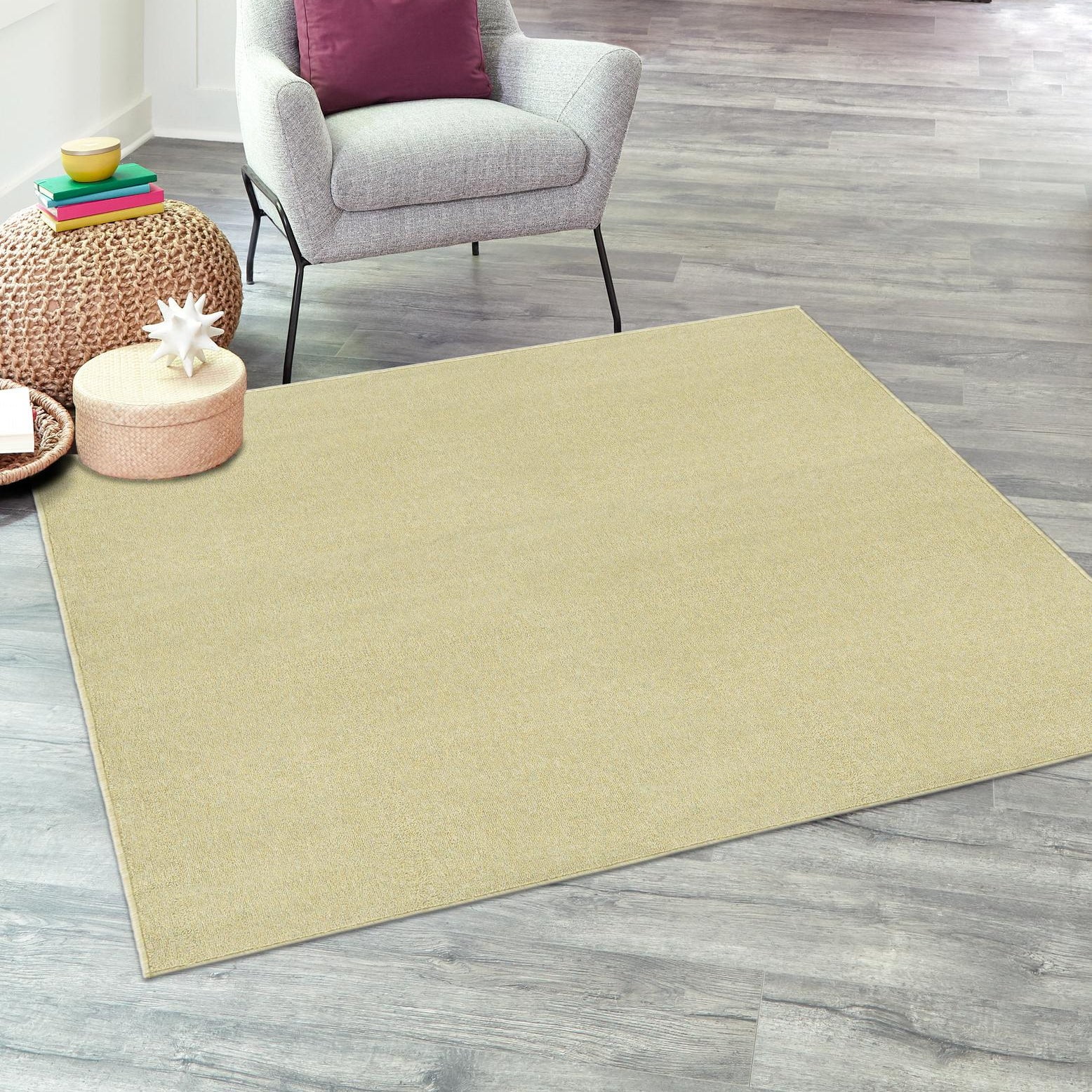 Unique Loom Everyday Solid Collection Area Rug - Mono (3' 3" Square Pastel Green)