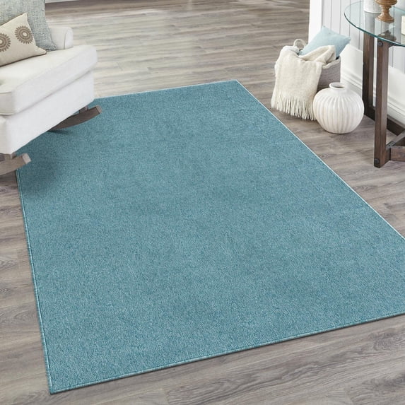 Unique Loom Everyday Solid Collection Area Rug - Mono (7' 10" x 11' Rectangle Aquamarine Blue)