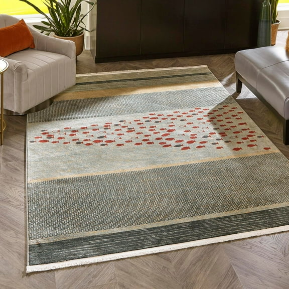 Unique Loom Fars Collection Area Rug - Jordan (4' x 6' Rectangle Blue/Light Blue)