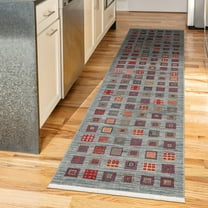 Unique Loom Fars Collection Area Rug - Kish (2' 7" x 10' Runner Blue/Brown)