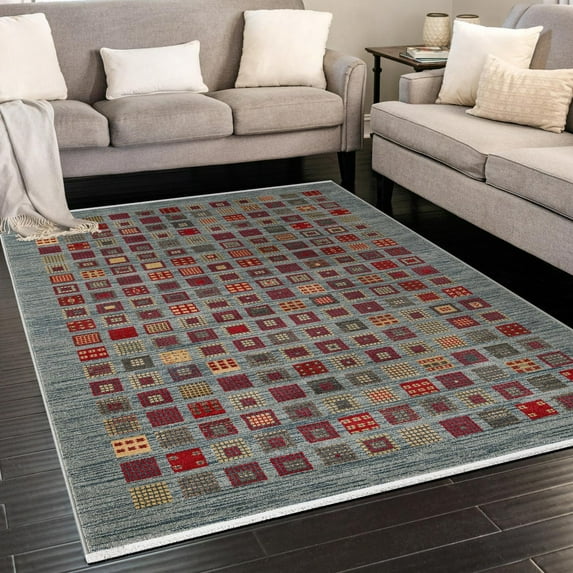 Unique Loom Fars Collection Area Rug - Kish (5' 1" x 8' Rectangle Blue/Brown)