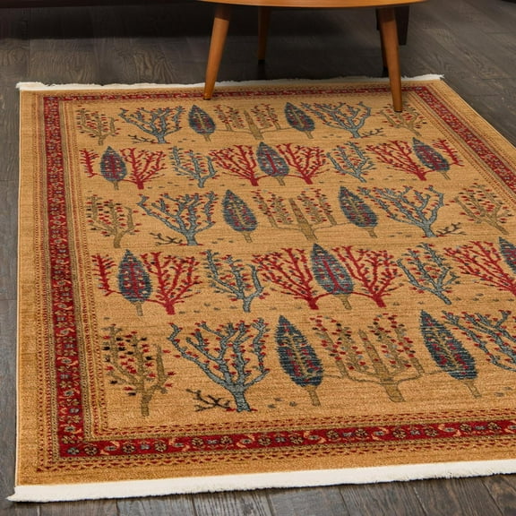 Unique Loom Fars Collection Area Rug - Mesquite (5' 1" x 8' Rectangle Tan/Red)