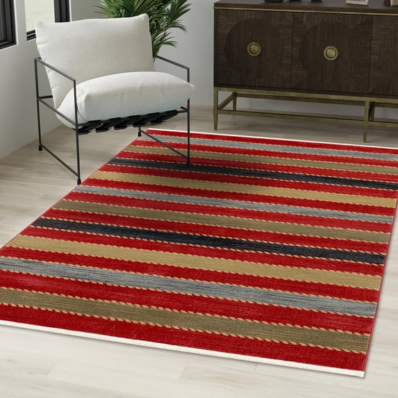Unique Loom Fars Collection Area Rug - Monterey (7' 1" x 10' Rectangle Multi/Rust Red)