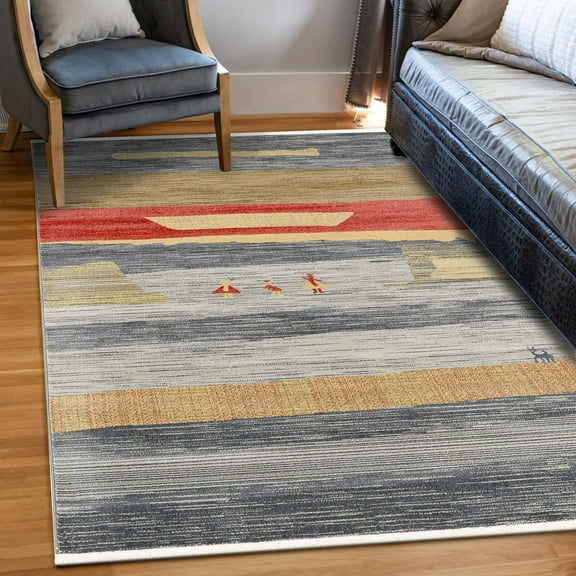 Unique Loom Fars Collection Area Rug - Nava (3' 3" x 5' 3" Rectangle Blue/Light Blue)