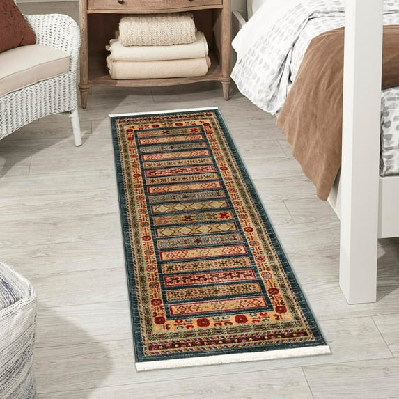 Unique Loom Fars Collection Area Rug - Pasadena (2' x 6' 1" Runner Blue/Light Blue)