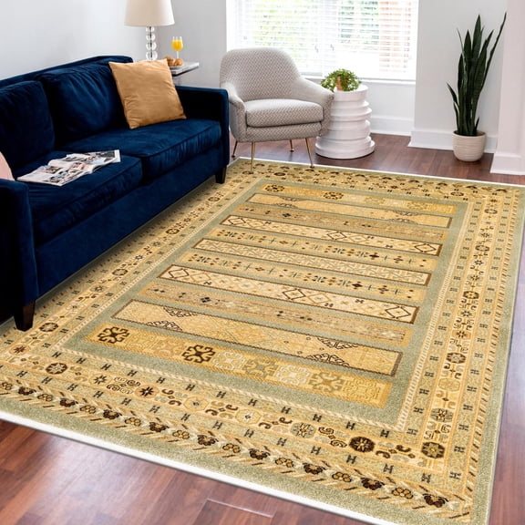 Unique Loom Fars Collection Area Rug - Pasadena (7' 1" x 10' Rectangle Light Green/Cream)