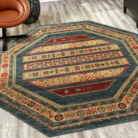 Unique Loom Fars Collection Area Rug - Pasadena (7' Octagon Blue/Light Blue)