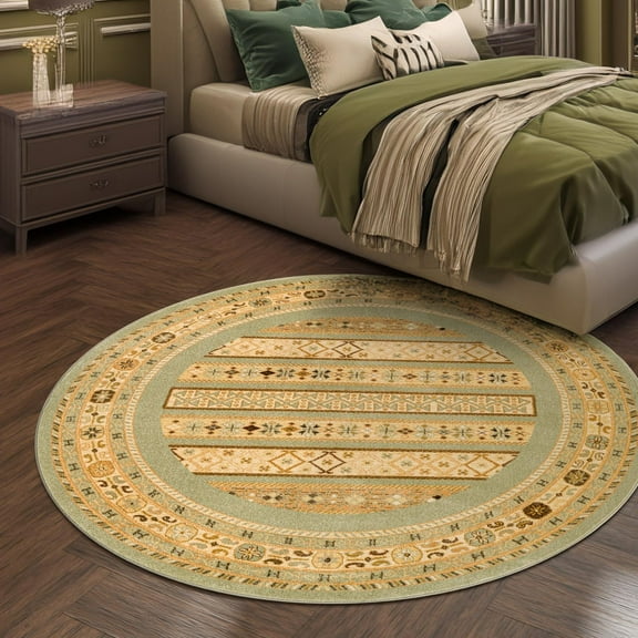 Unique Loom Fars Collection Area Rug - Pasadena (8' Round Light Green/Cream)