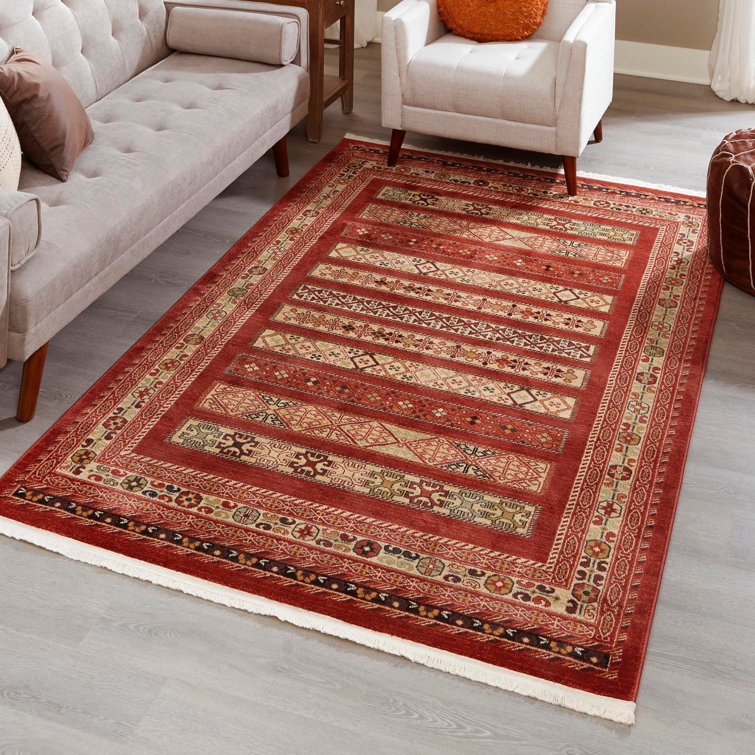 Rust Red Rectangular Synthetic 9' x 12' Area Rug