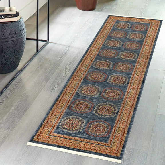 Unique Loom Fars Collection Area Rug - Provence (2' 7" x 10' Runner Blue/Navy Blue)