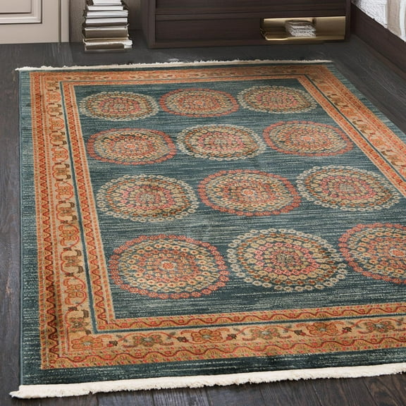 Unique Loom Fars Collection Area Rug - Provence (7' 1" x 10' Rectangle Blue/Navy Blue)
