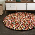 thumbnail image 1 of Unique Loom Felt Ball Collection Area Rug - Cloud (5' Round Multi/Blue), 1 of 13
