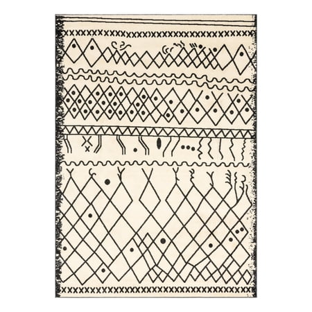 Unique Loom Fez Collection Area Rug - Tribal (7' 1" x 10' Rectangle Beige/Black)