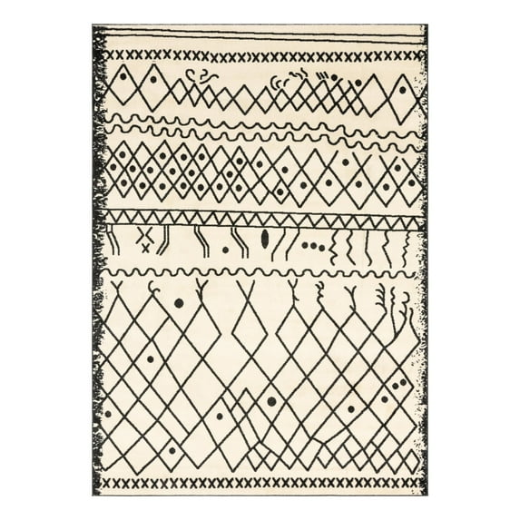Unique Loom Fez Collection Area Rug - Tribal (7' 1" x 10' Rectangle Beige/Black)