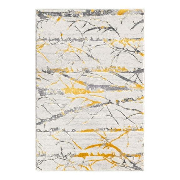 Unique Loom Finsbury Collection Area Rug - Anne (2' x 3' Rectangle Yellow and Gray/Ivory)