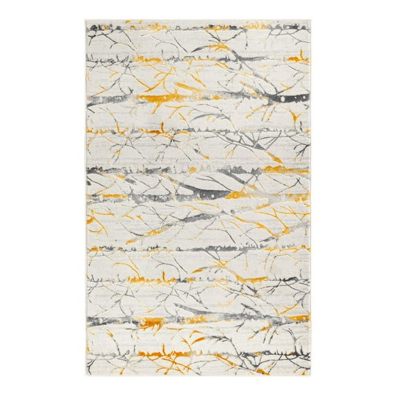 Unique Loom Finsbury Collection Area Rug - Anne (3' 3" x 5' 3" Rectangle Yellow and Gray/Ivory)