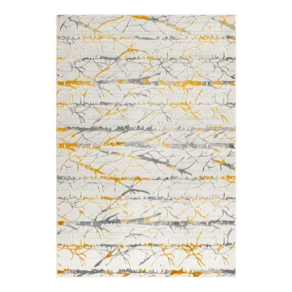Unique Loom Finsbury Collection Area Rug - Anne (4' x 6' Rectangle Yellow and Gray/Ivory)