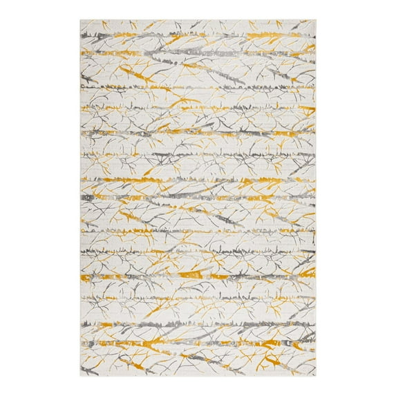 Unique Loom Finsbury Collection Area Rug - Anne (5' 3" x 8' Rectangle Yellow and Gray/Ivory)
