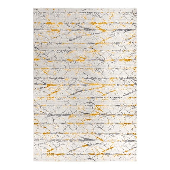 Unique Loom Finsbury Collection Area Rug - Anne (6' x 9' Rectangle Yellow and Gray/Ivory)