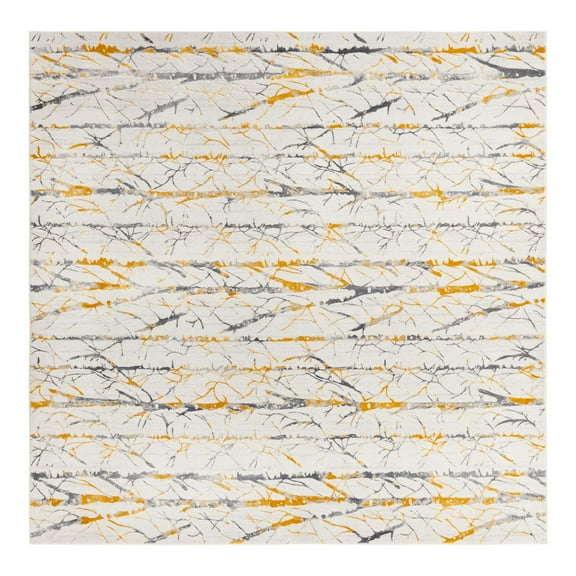 Unique Loom Finsbury Collection Area Rug - Anne (7' 10" Square Yellow and Gray/Ivory)