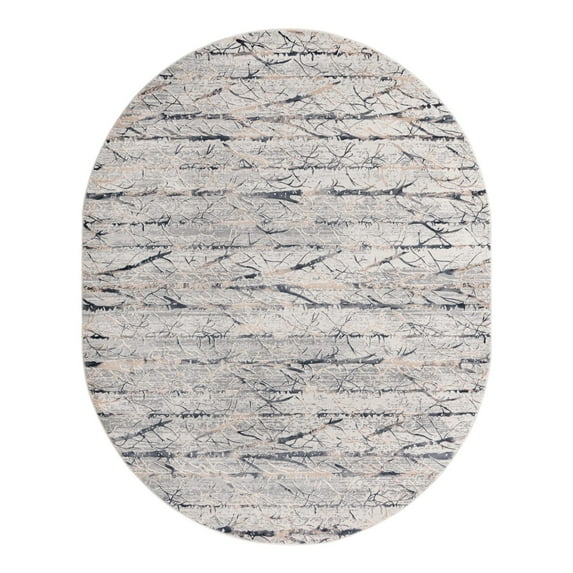 Unique Loom Finsbury Collection Area Rug - Anne (7' 10" x 10' Oval Gray/Beige)