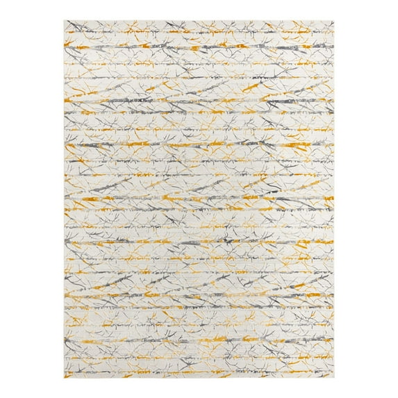 Unique Loom Finsbury Collection Area Rug - Anne (9' x 12' Rectangle Yellow and Gray/Ivory)