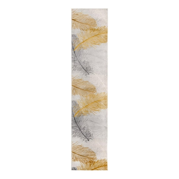 Unique Loom Finsbury Collection Area Rug - Camilla (2' 7" x 12' Runner Yellow Gray/Ivory)