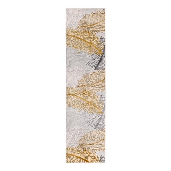 Unique Loom Finsbury Collection Area Rug - Camilla (2' x 8' Runner Yellow Gray/Ivory)