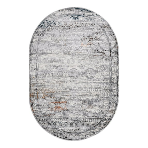 Unique Loom Finsbury Collection Area Rug - Charlotte (5' 3" x 8' Oval Multi/Gray)