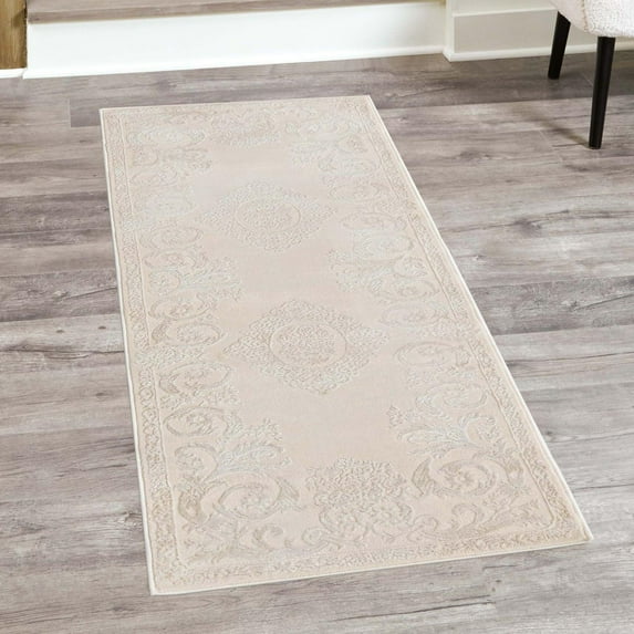 Unique Loom Finsbury Collection Area Rug - Diana (2' x 6' Runner Ivory/Beige)
