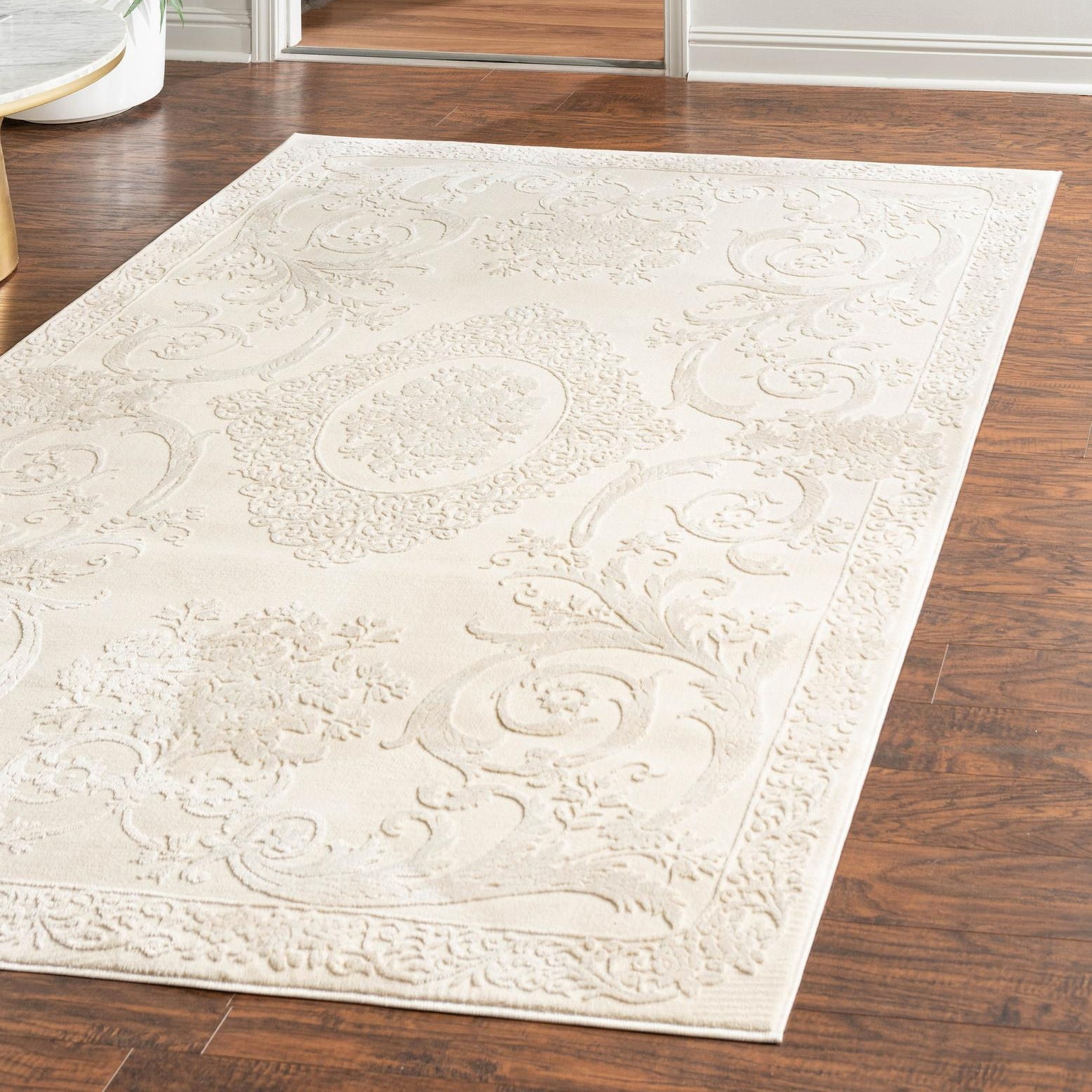 Ivory Medallion Synthetic 6' x 9' Rectangular Area Rug