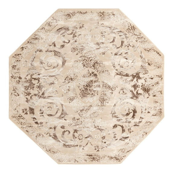 Unique Loom Finsbury Collection Area Rug - Diana (7' 10" Octagon Beige/Ivory)