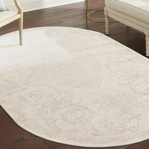 Unique Loom Finsbury Collection Area Rug - Diana (7' 10" x 10' Oval Ivory/Beige)